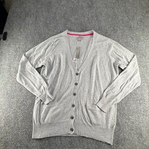 JCP Womens XL Gray Cashmere Blend V-Neck Button Front Cardigan Sweater New